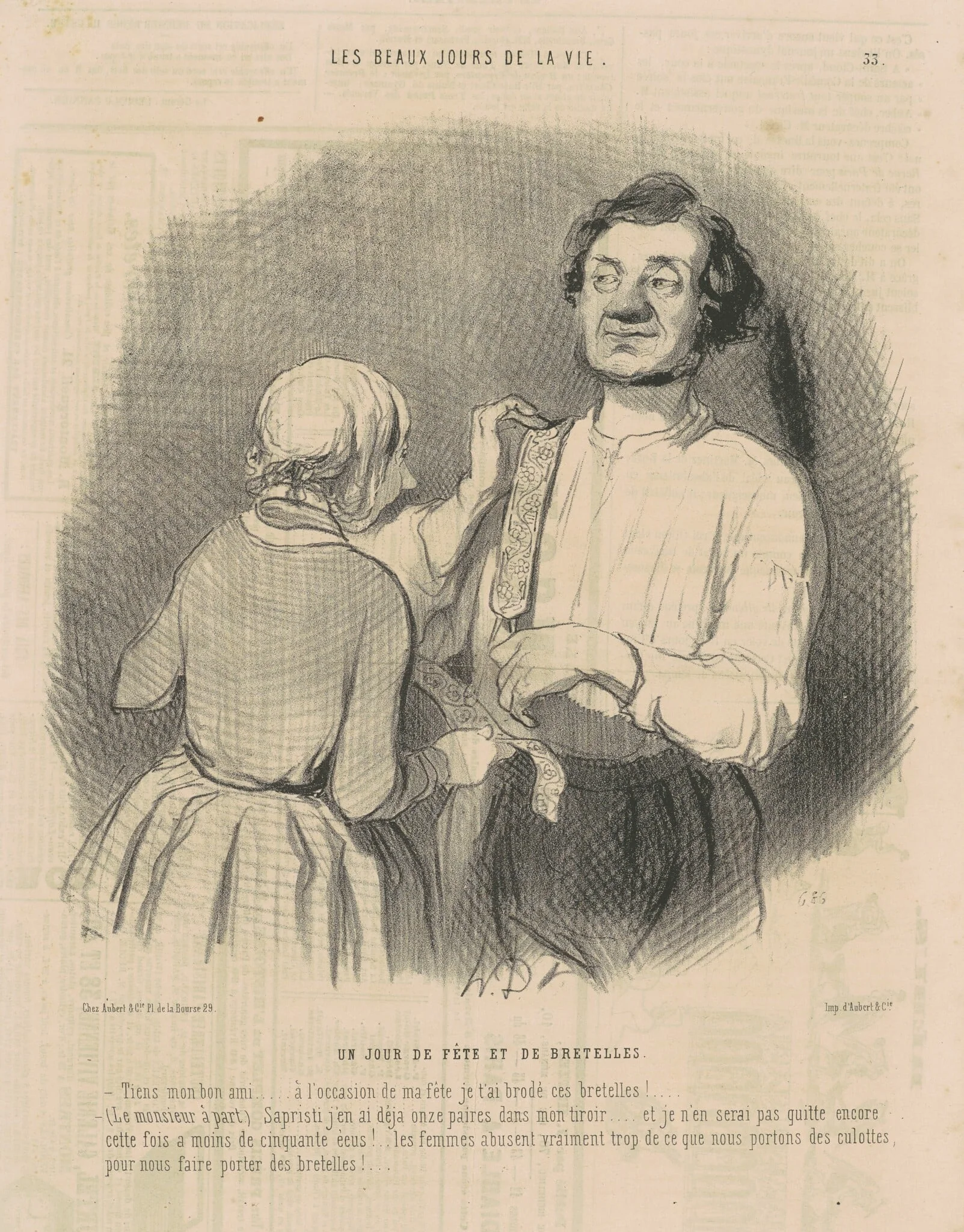 Un jour de fête et de bretelles, by Honoré Daumier, ink, 1844