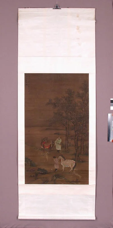 Dwóch Mongołów z końmi
