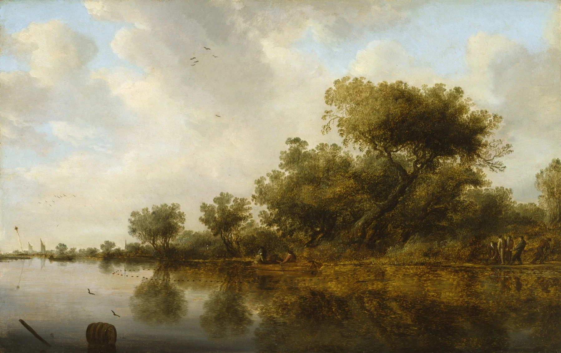River View with Fishermen, by Salomon van Ruysdael, oil, 1633