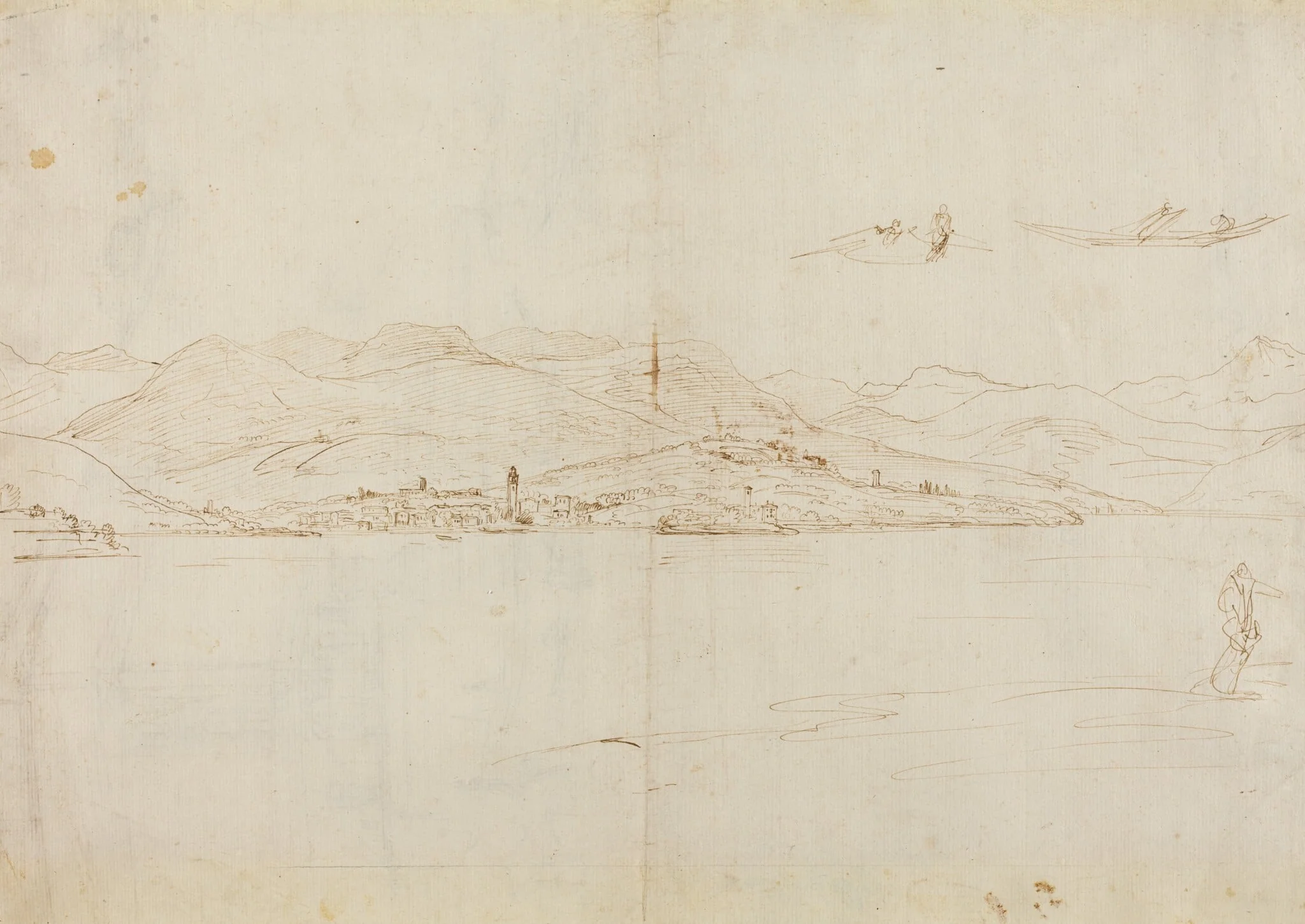 Lago Maggiore, by Gaspar van Wittel, ink, 1700