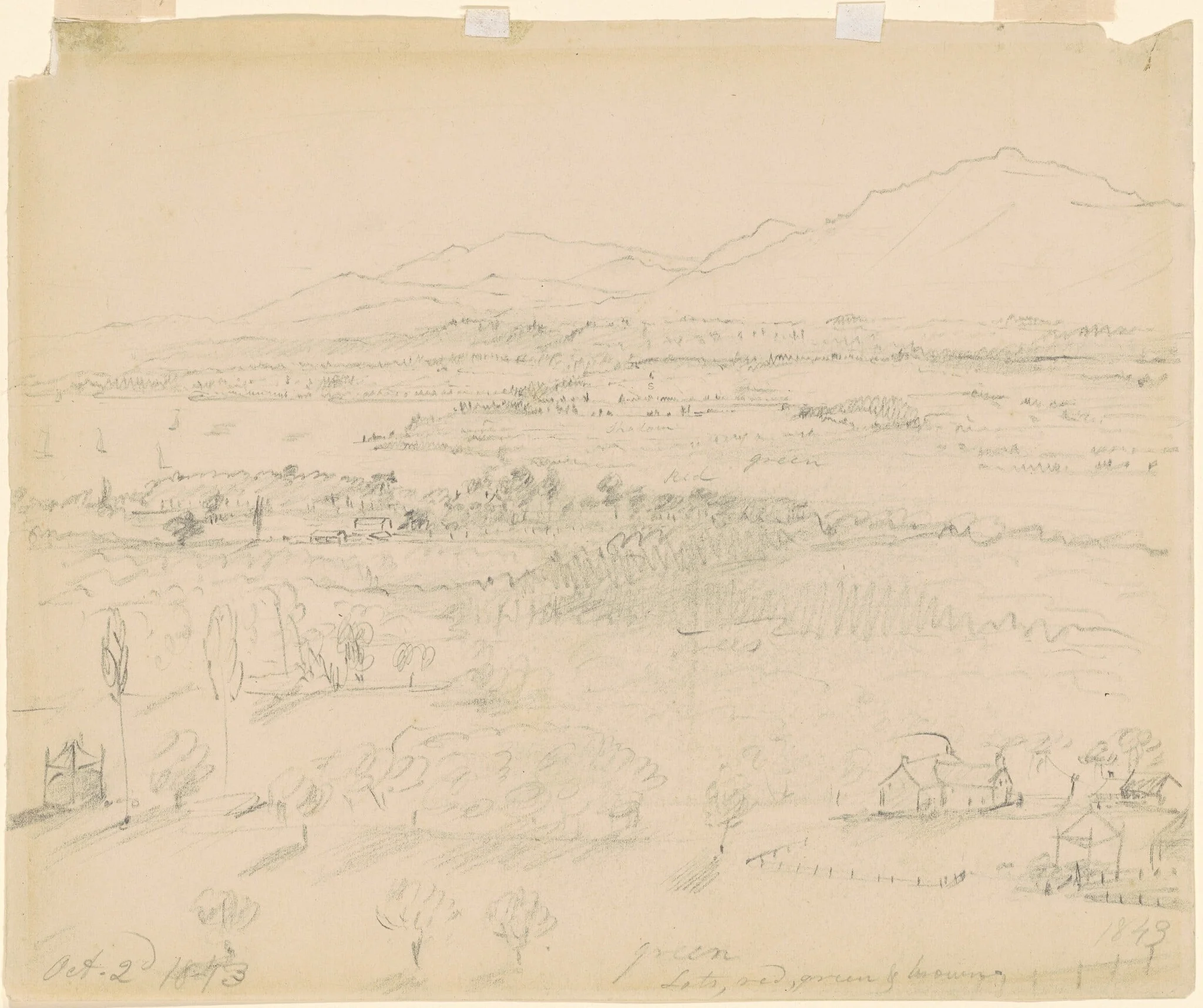 Valley with River and Mountains, by William Sidney Mount, graphite, 1843