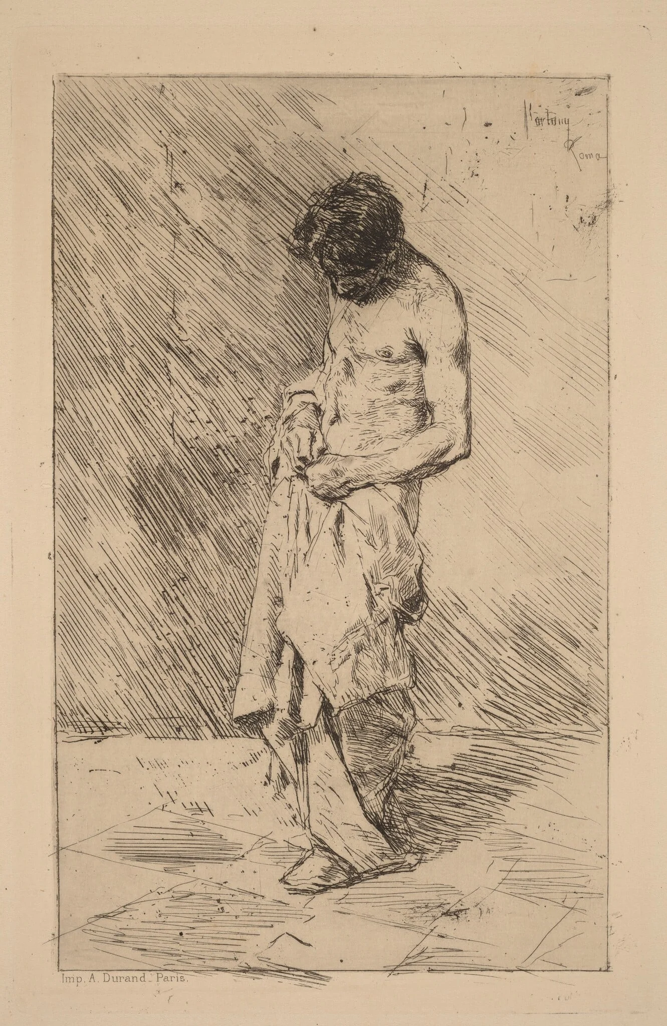 Un Pouilleux (Flea Seeker), by Mariano Fortuny Marsal, ink, 1856