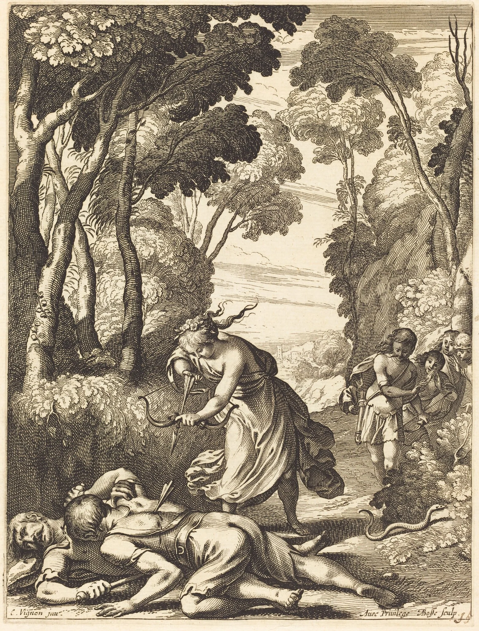 Illustration to Jean Desmarets' "L'Ariane", by Abraham Bosse, ink, 1639