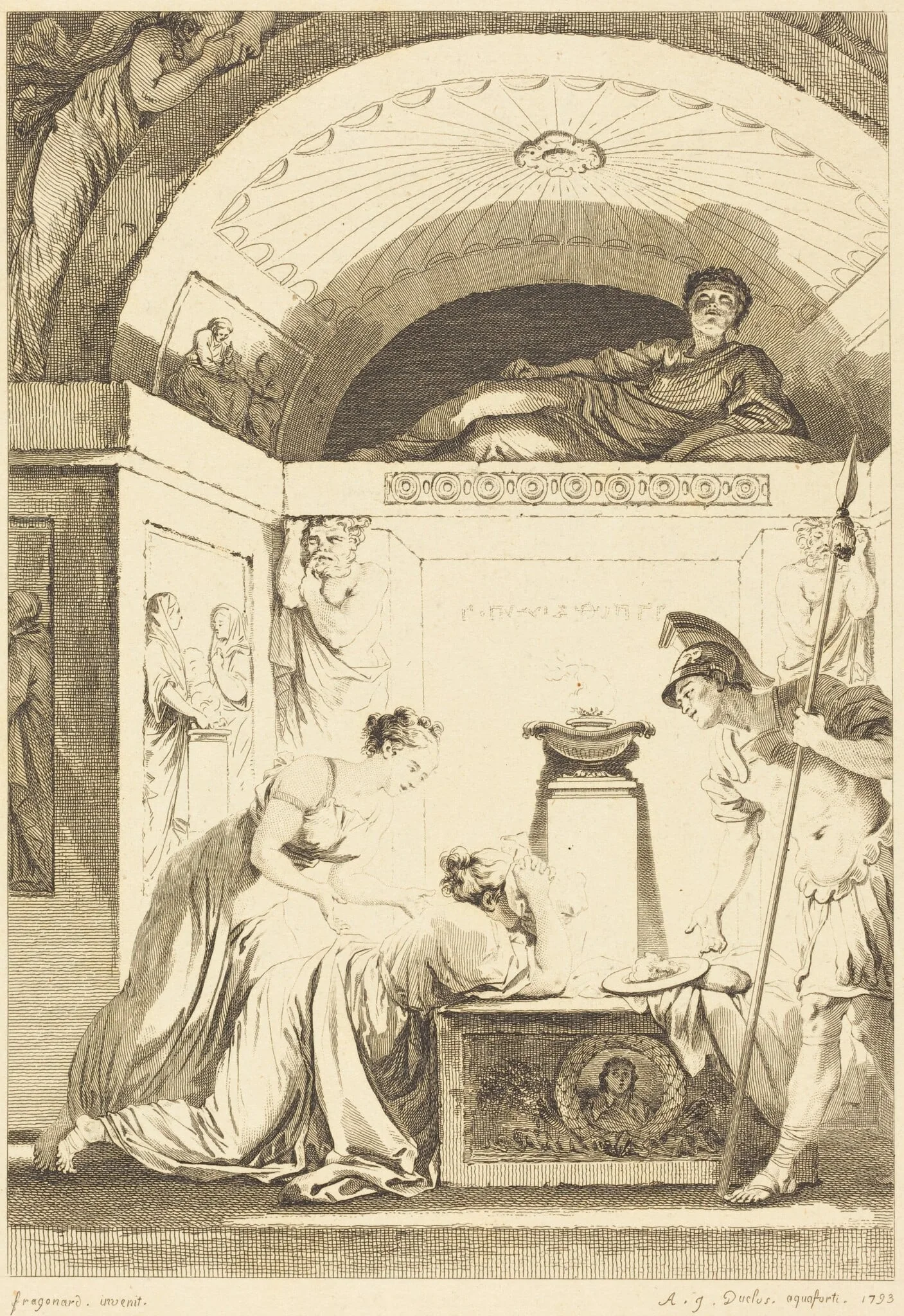 La matrone d'Ephese, by Jean-Louis Delignon, ink, 1793