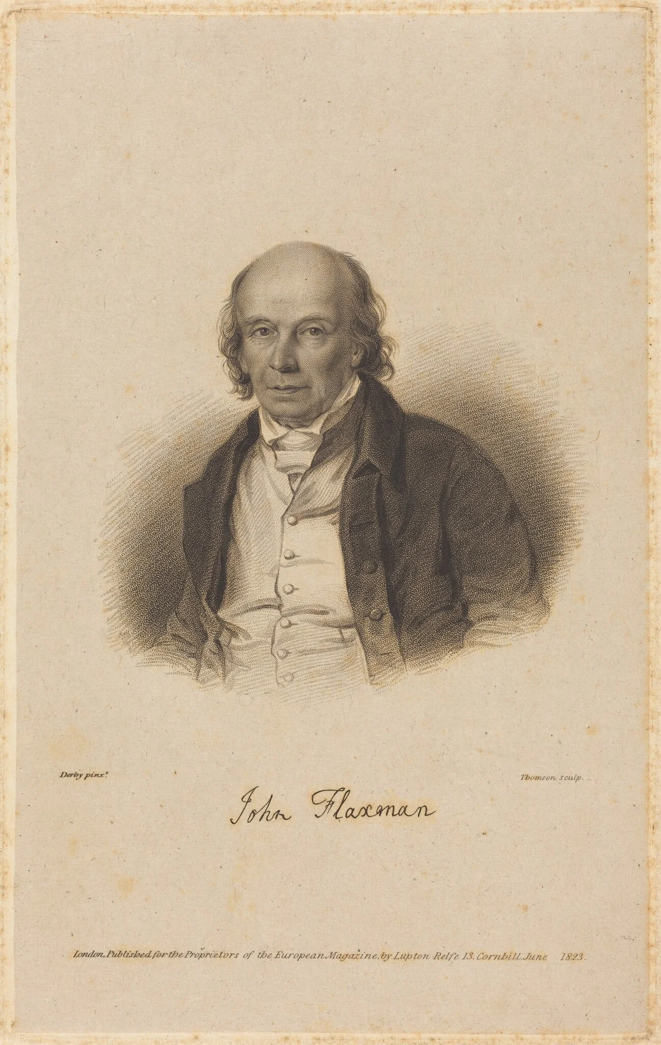 John Flaxman, by James Thomson, ink, 1823