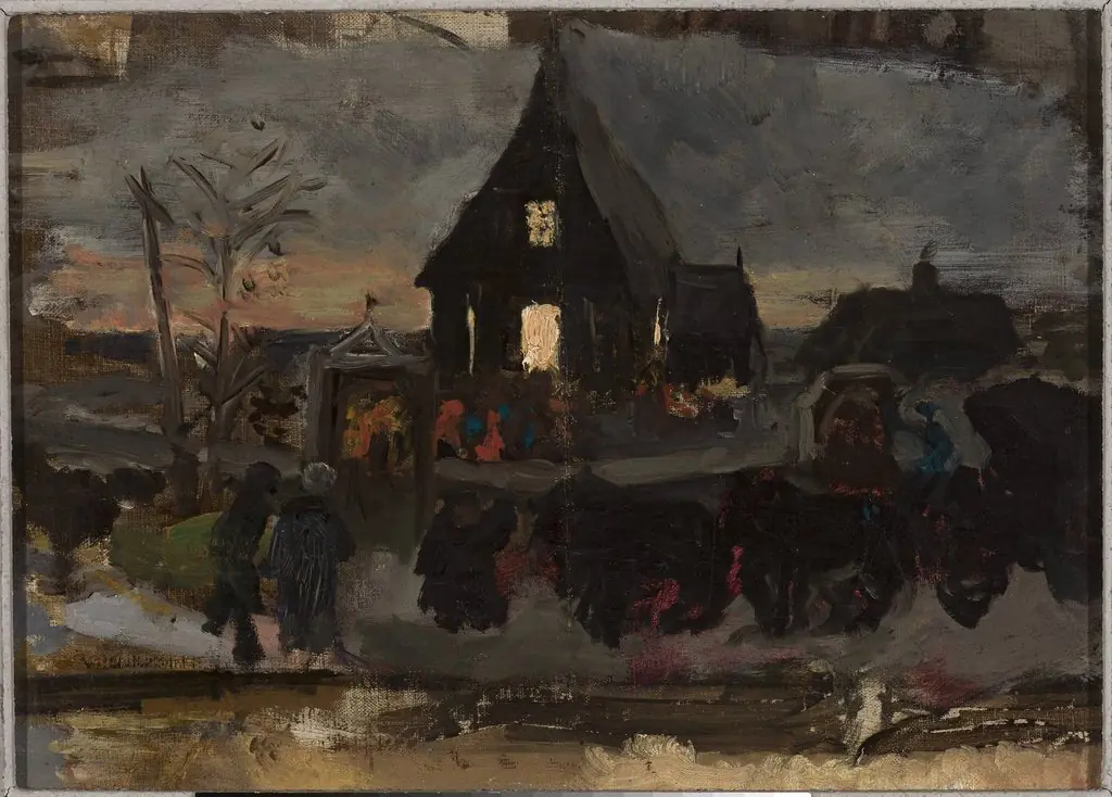 To the Advent dawn mass, sketch