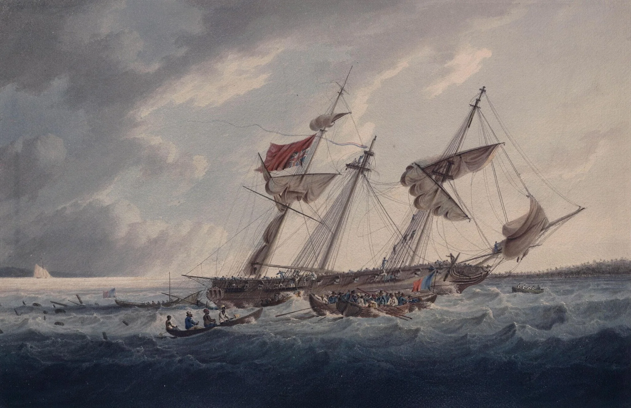 A Vessel in the Surf off the African Coast