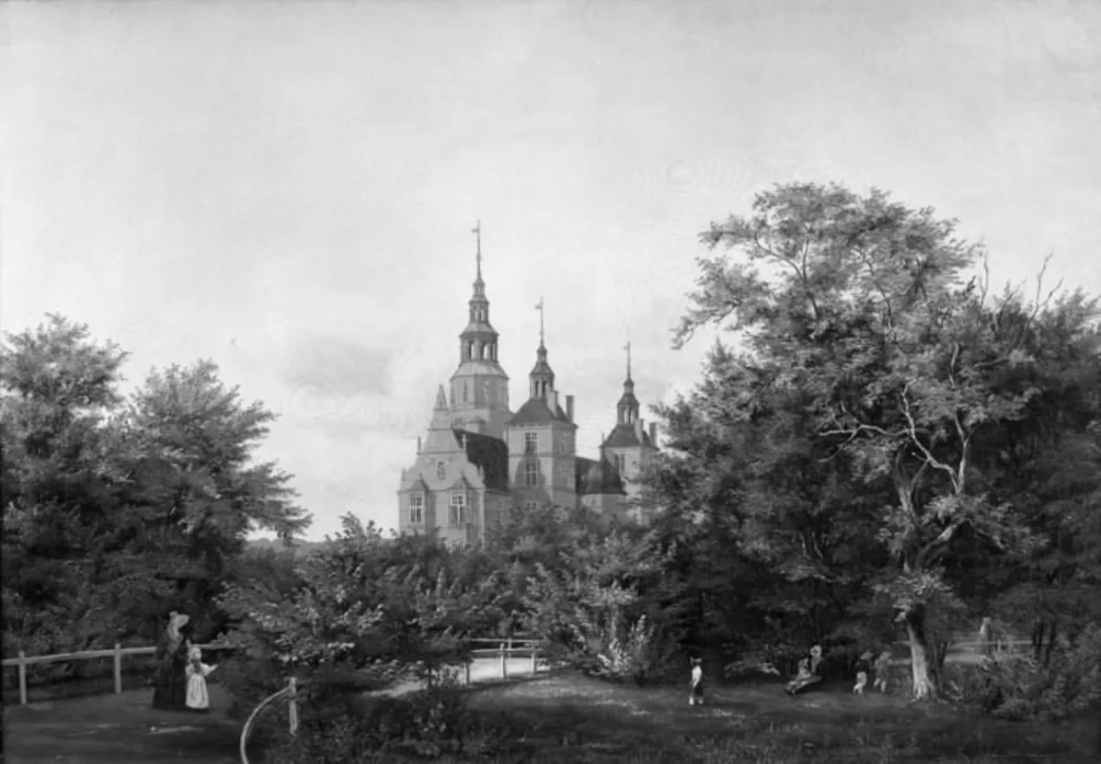 Rosenborg Slot set fra haven, by Unknown, 1838