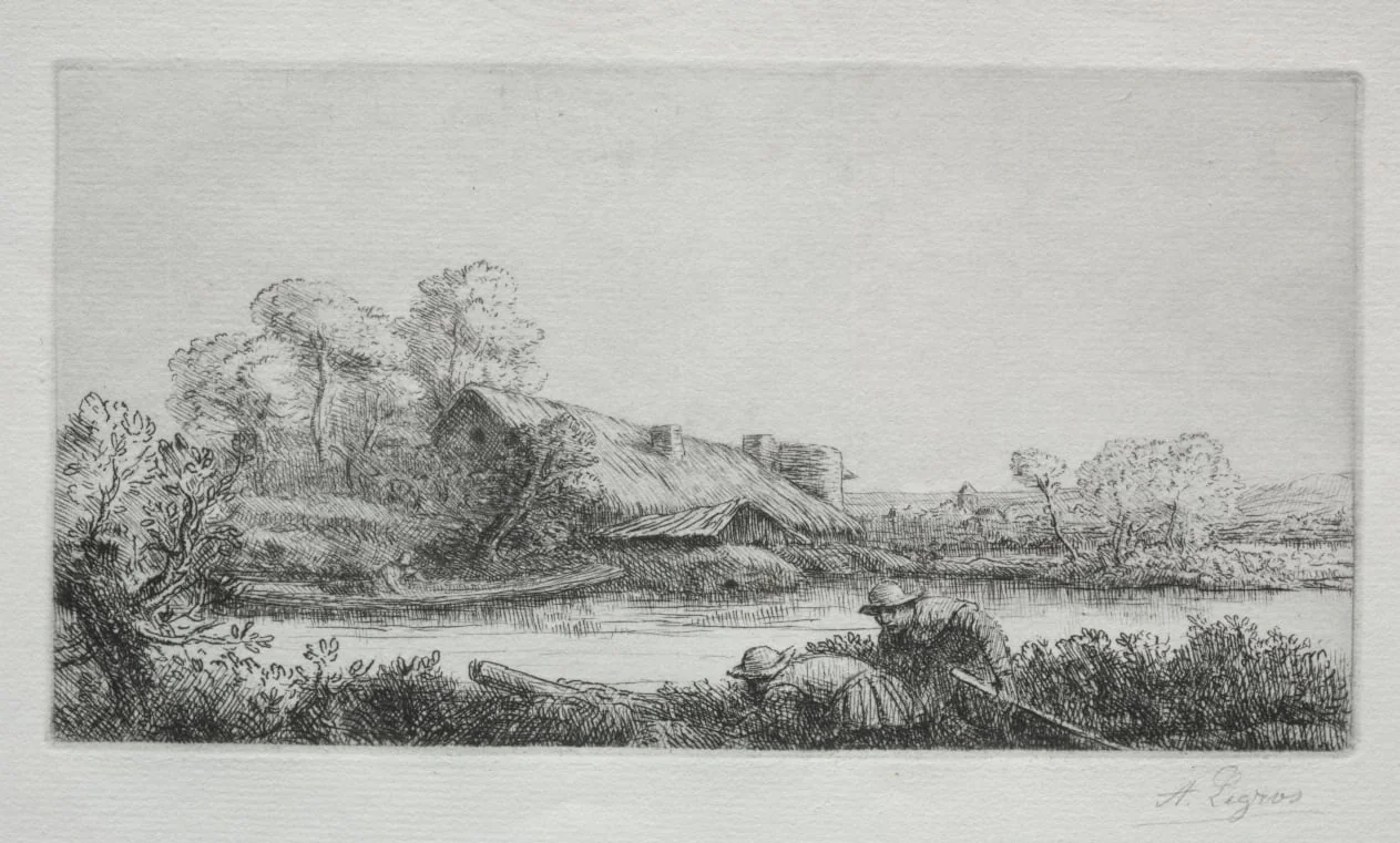 The Farm on the River (La Ferme Sur La Rivière: Effet Du Soir), by Alphonse Legros, 1884
