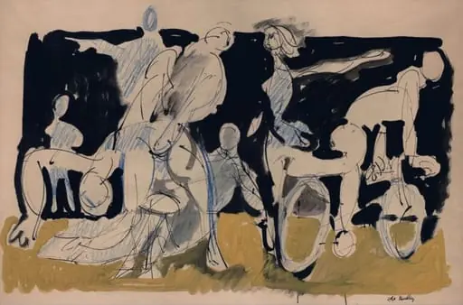 Figure group with cyclist