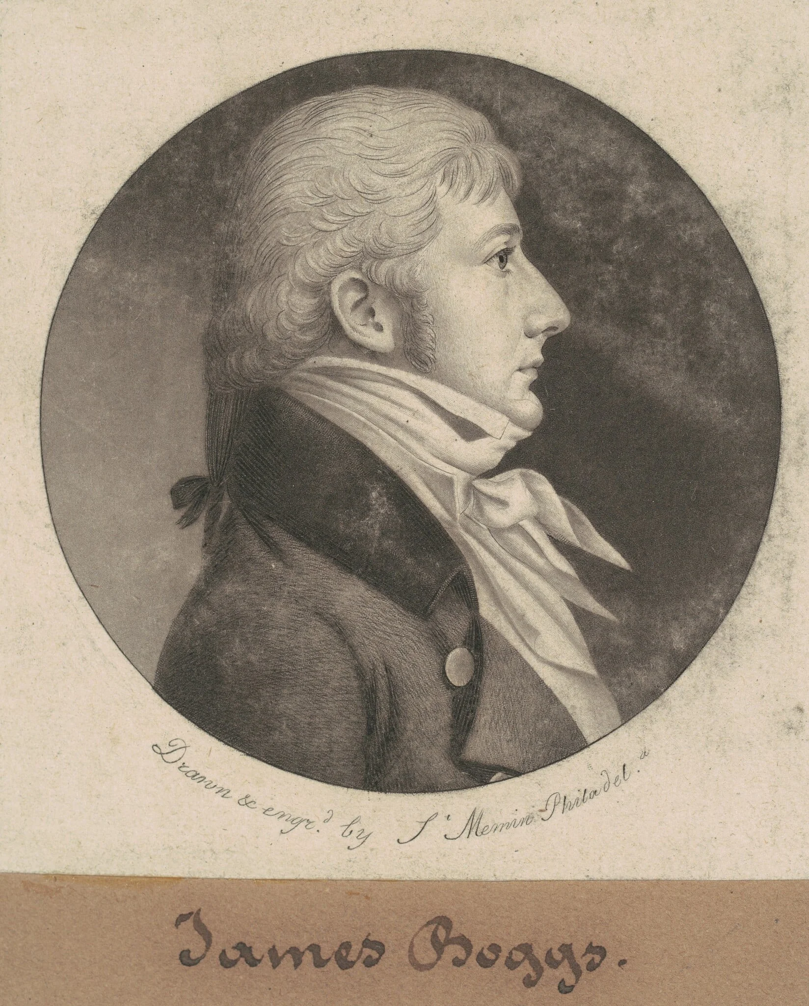 James Boggs, by Charles Balthazar Julien Févret de Saint-Mémin, ink, 1802
