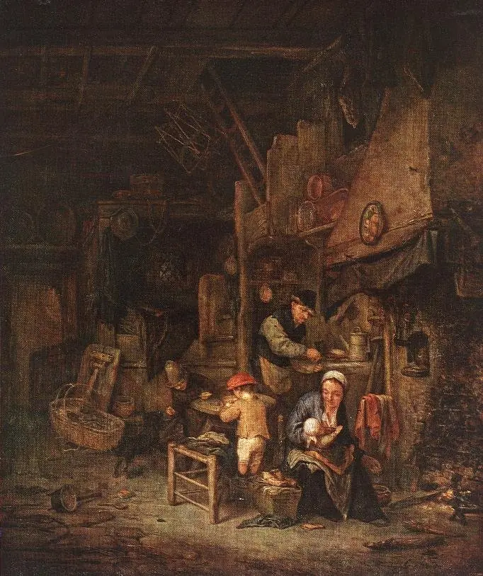 Peasant Family by a Hearth