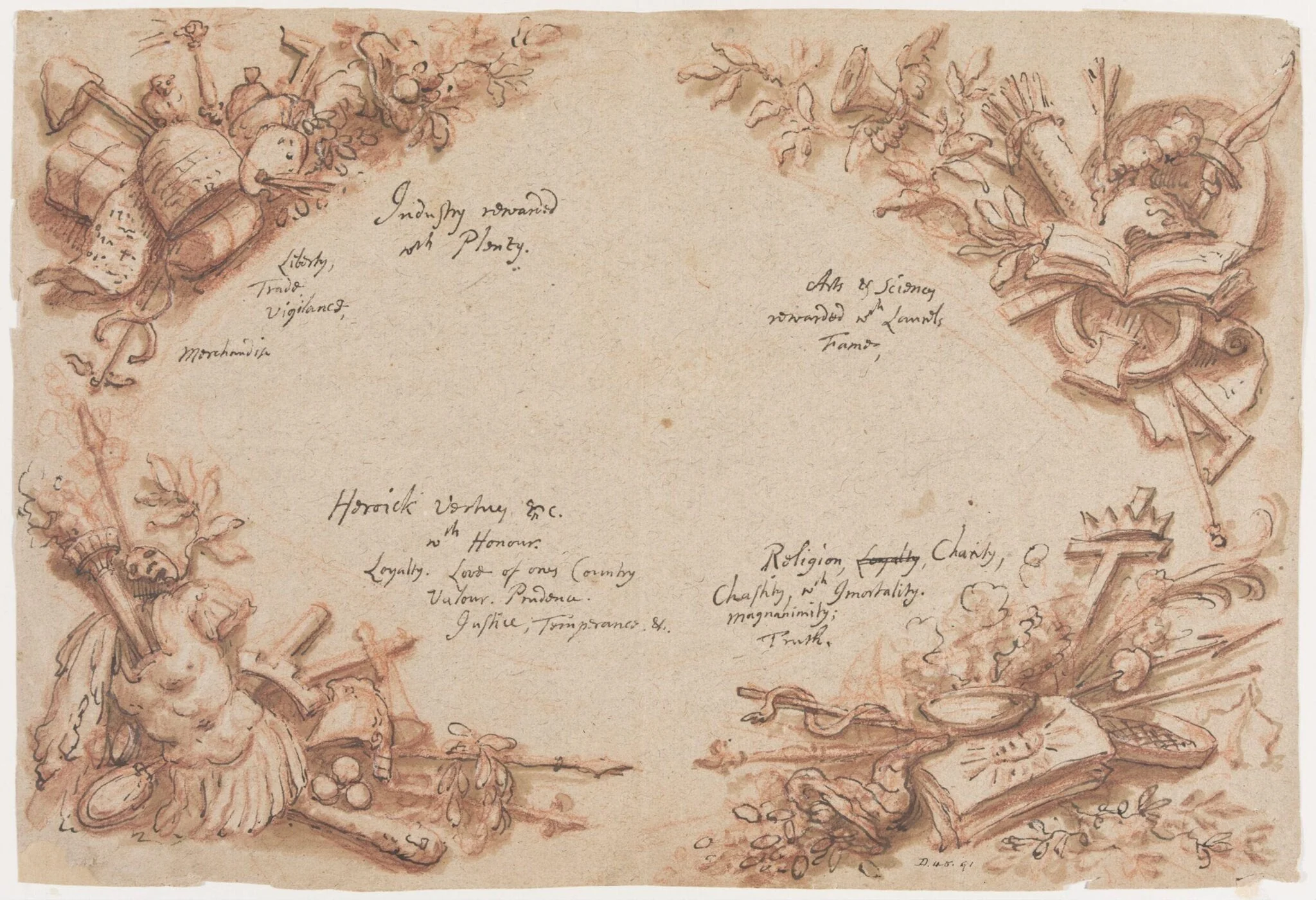 Design for a ceiling possibly at Thornhill House, Dorset, by James Thornhill