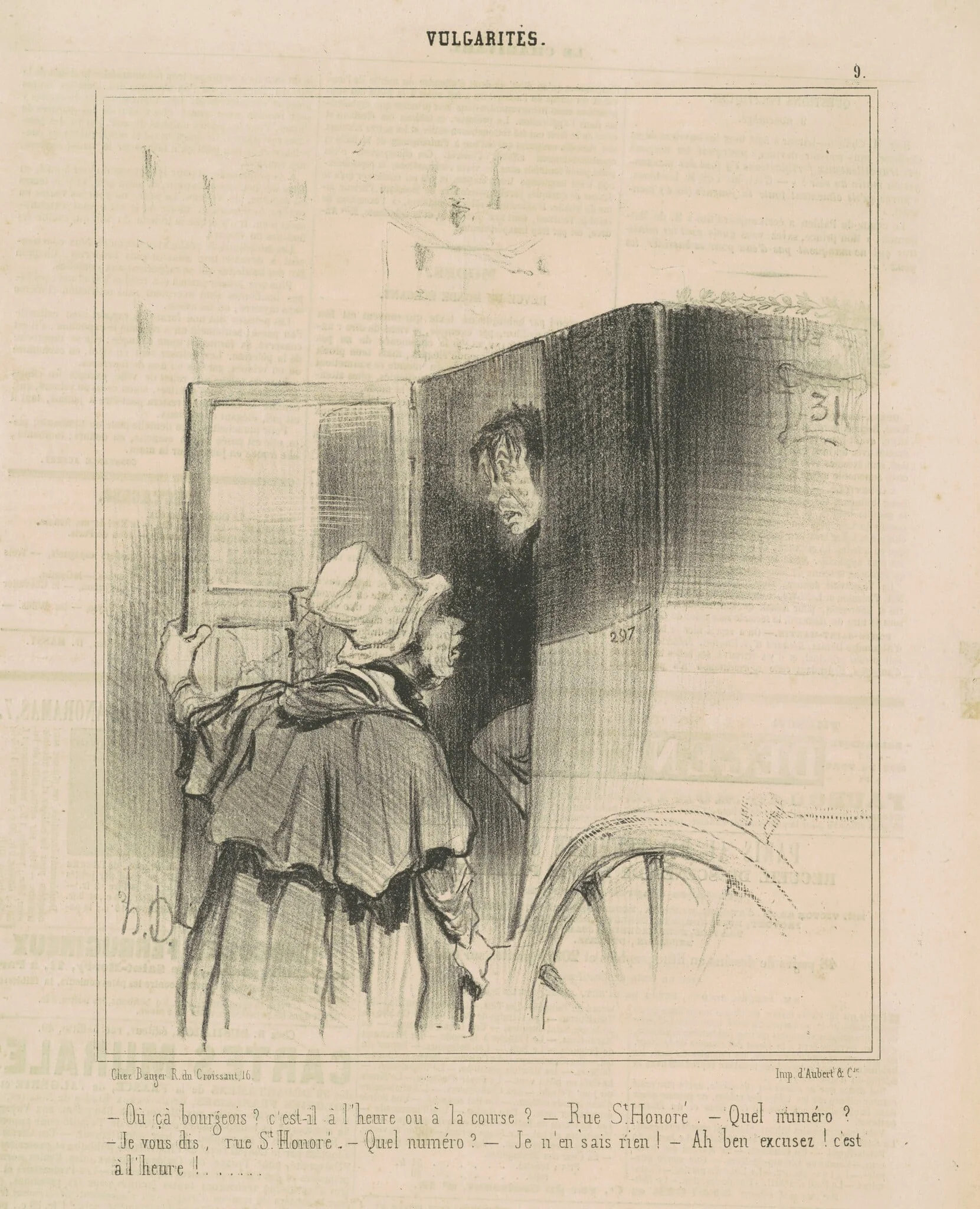 Ou ça bourgeois? C'est-il a l'heure ou ..., by Honoré Daumier, ink, 1841