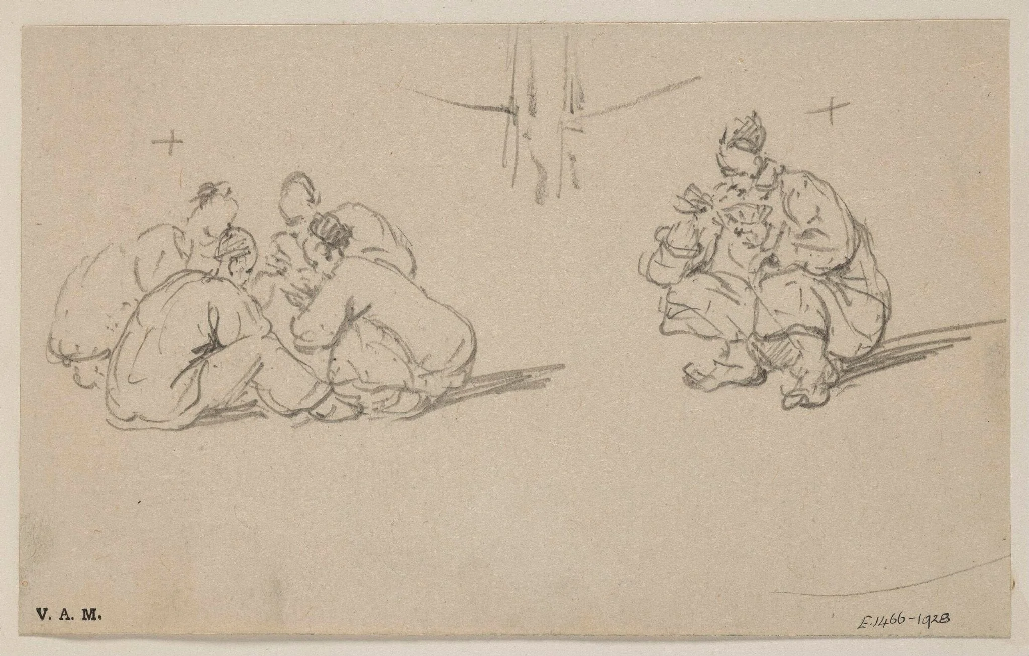 Seated Chinese men, by George Chinnery, 19