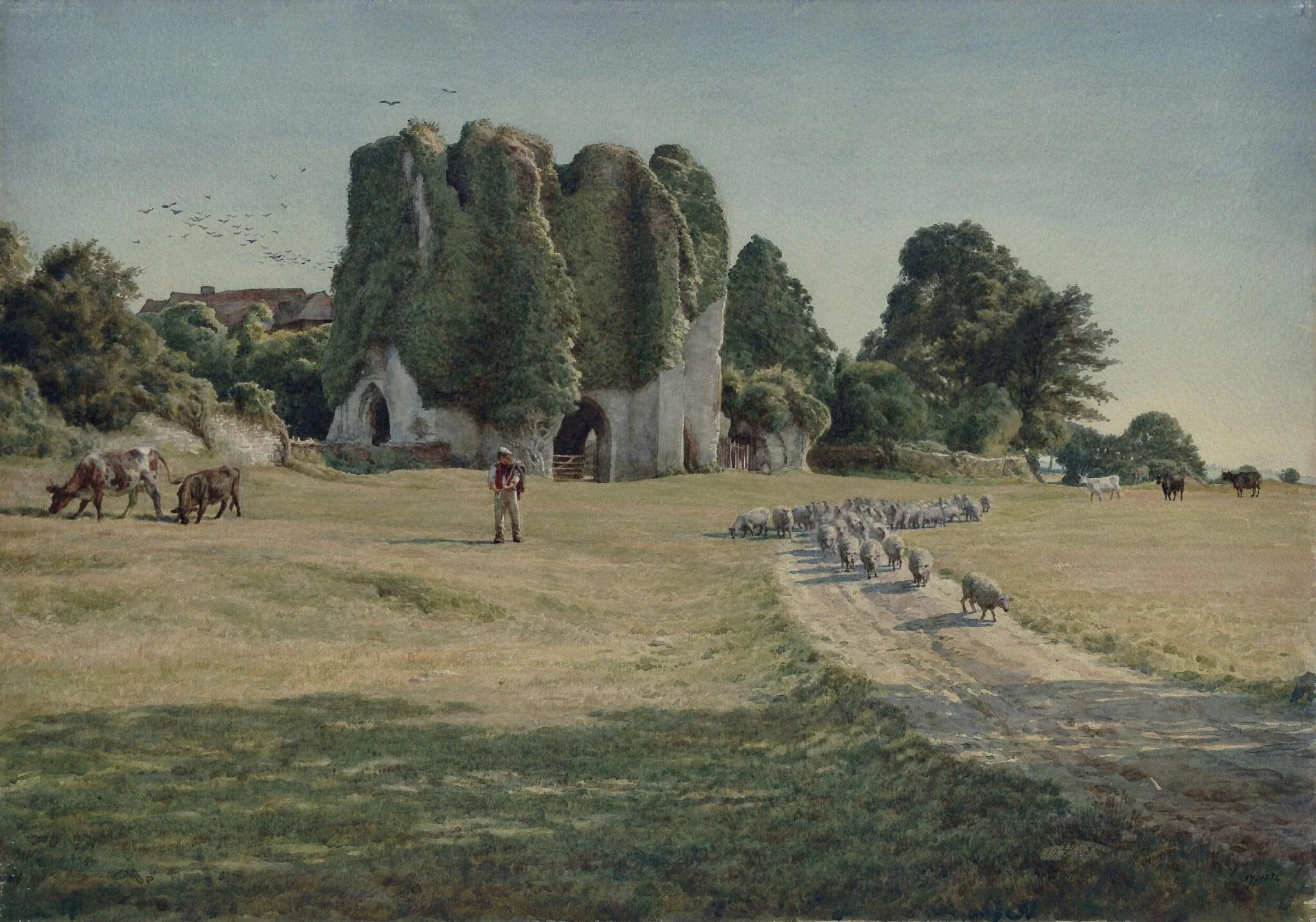 View of the Ruins of St. Radigund's Abbey, Nr Dover, by Poynter, watercolor, 1883