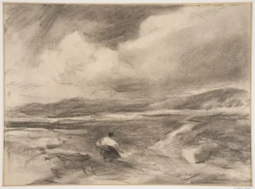 Seascape with a woman on the shore