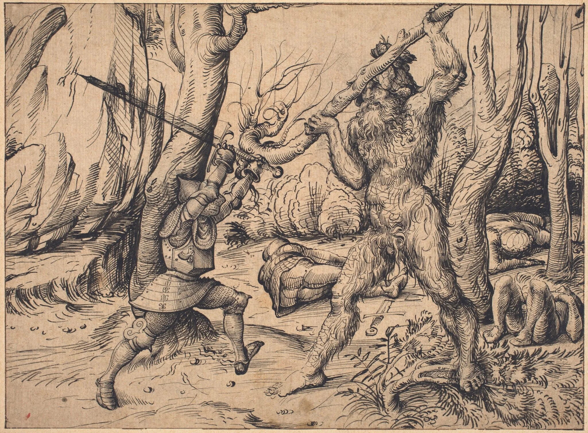 The Fight in the Forest, by Hans Burgkmair the Elder, ink, 1502