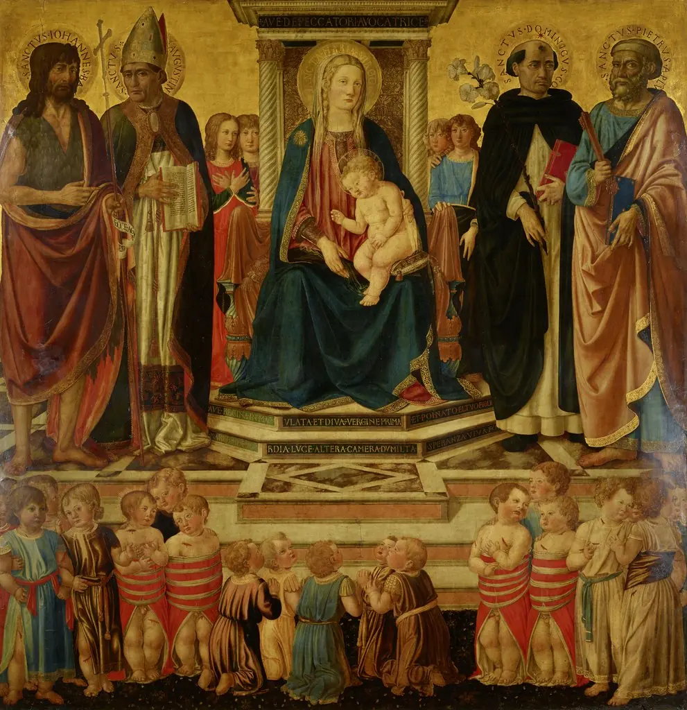 The Virgin and Blessing Child Enthroned with Sts. John, Augustine, Dominic, Peter and Victims of the bethemitic Child Murder