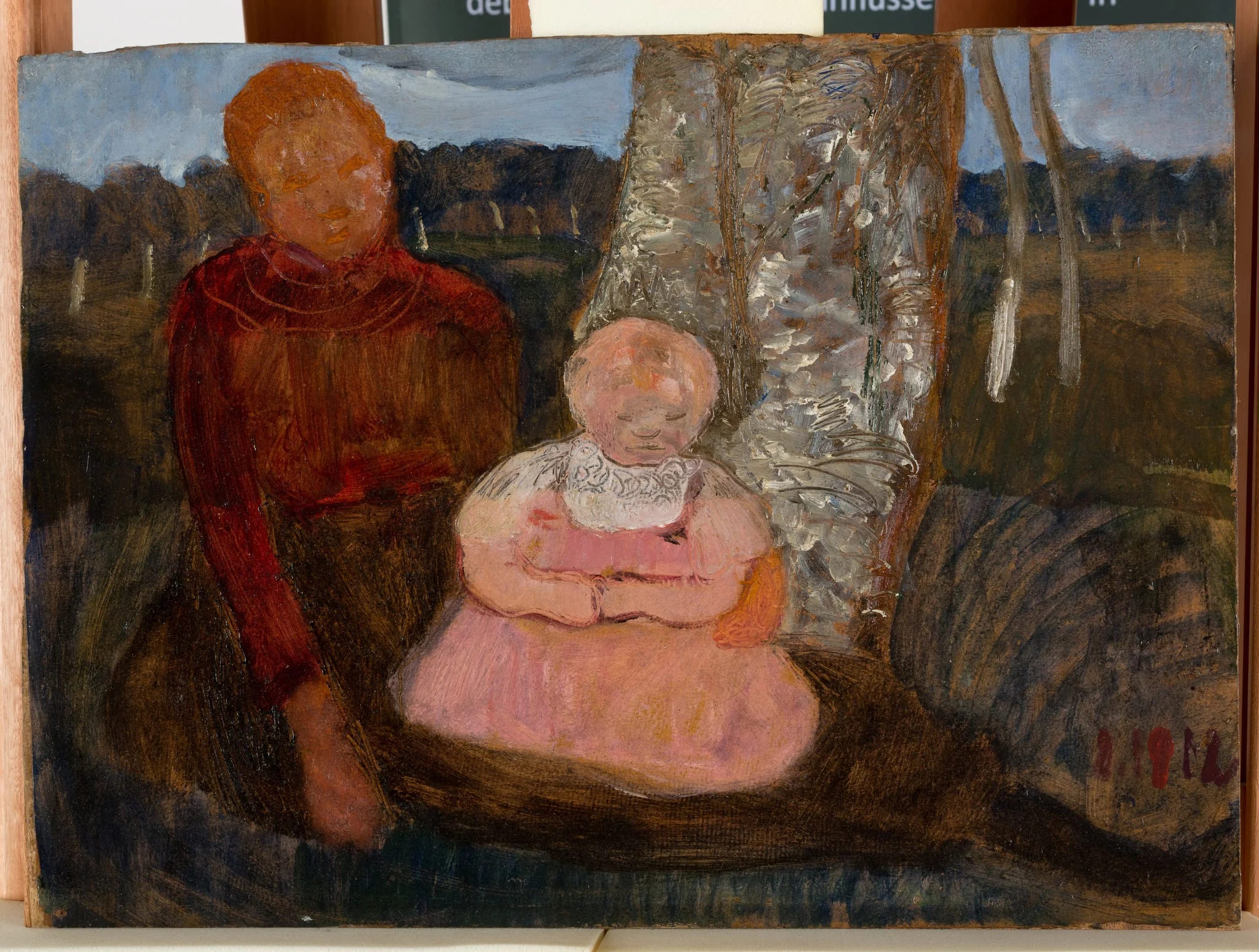 Mutter mit Kind am Birkenstamm, by Unknown, 1902