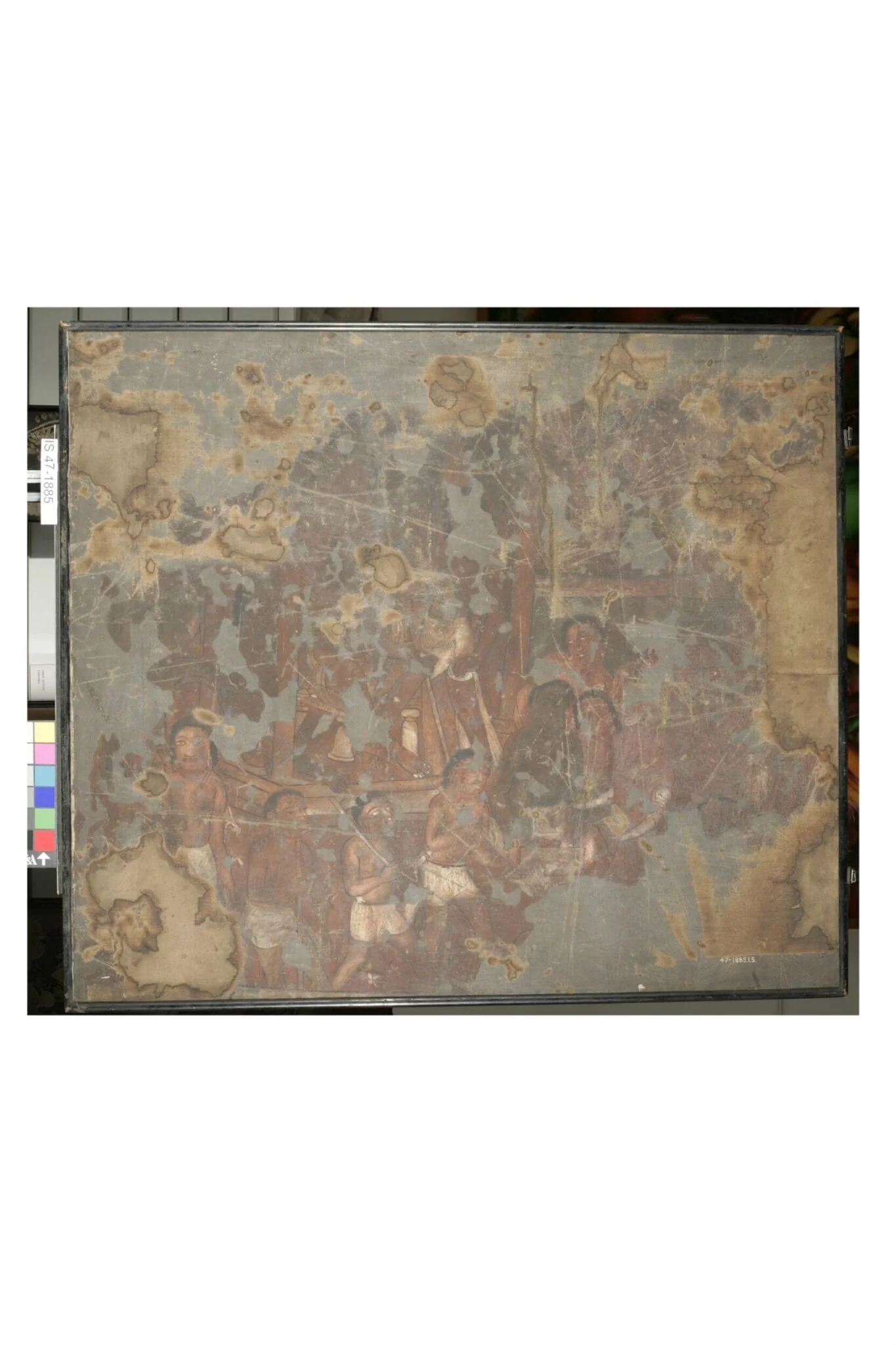 Copy of painting inside the caves of Ajanta (cave 17), by John Griffiths, oil, 1882