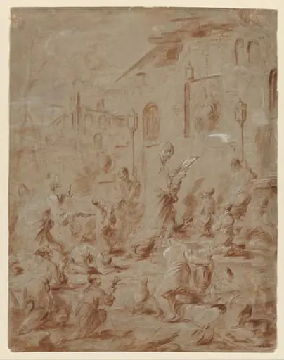 Worshippers at a Street Shrine