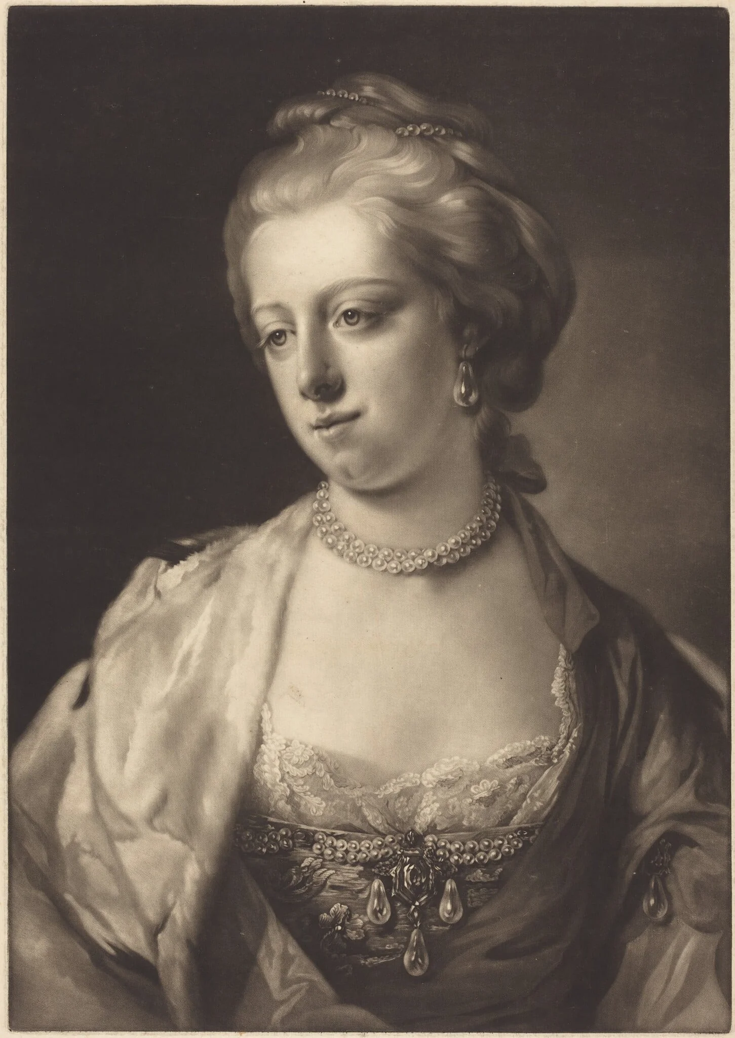 Princess Caroline Matilda, Queen of Denmark, by James Watson, ink, 1771