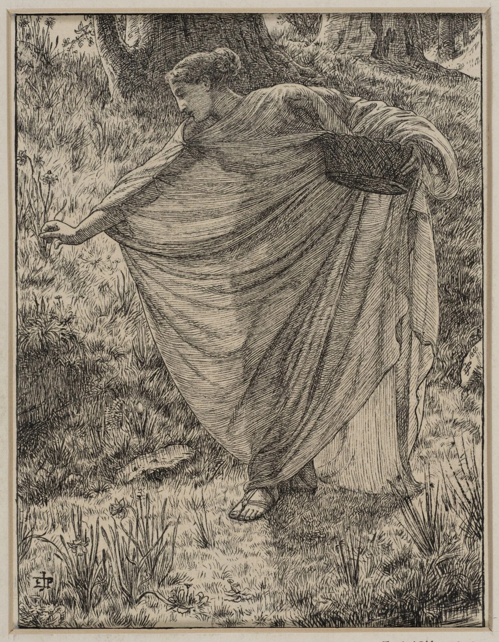 Original drawing for an illustration to "Persephone," in "Poems by Jean Ingelow", by Edward John, Sir Poynter, 1867