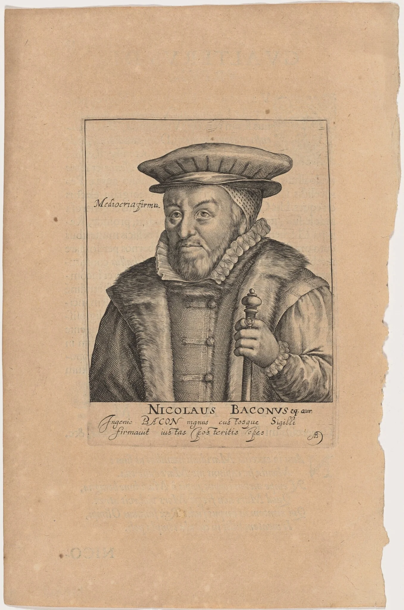 Sir Nicholas Bacon, Lord Keeper, by Willem de Passe, ink, 1620