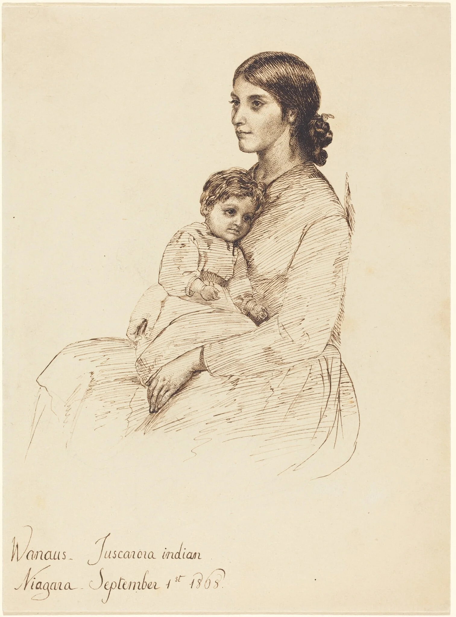 Wanaus, Tuscarora Indian, by Esther Frances Alexander, ink, 1868