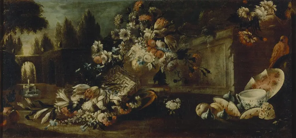 Still Life with Flowers and Parrot