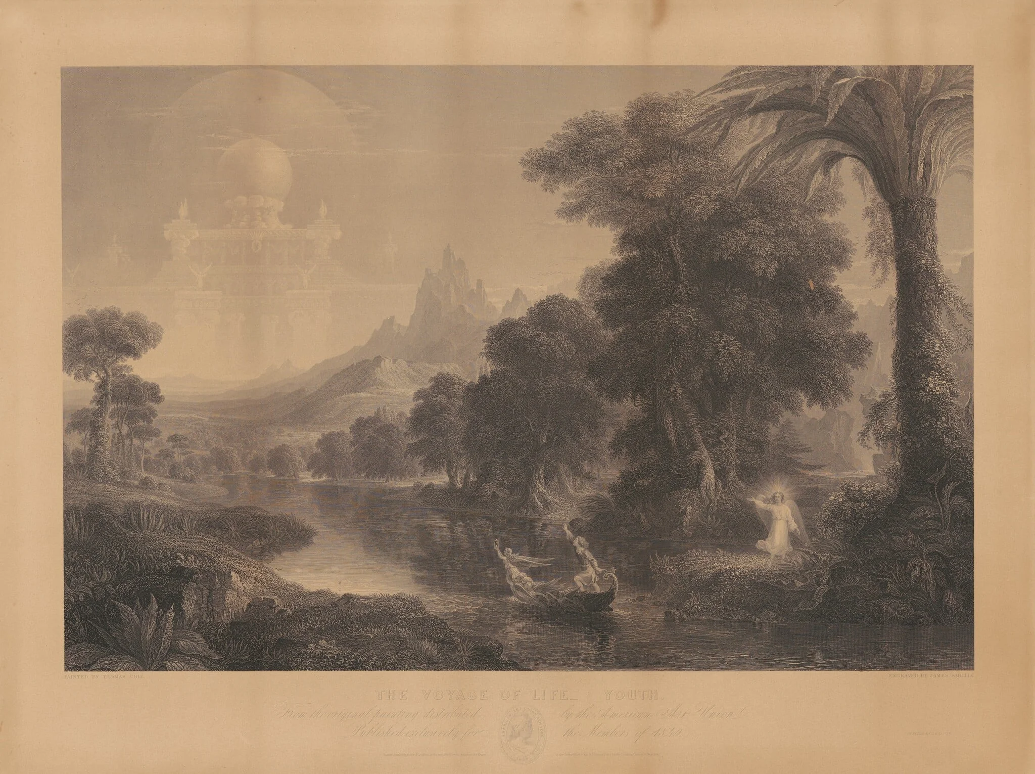 The Voyage of Life: Youth, by James Smillie, ink, 1850
