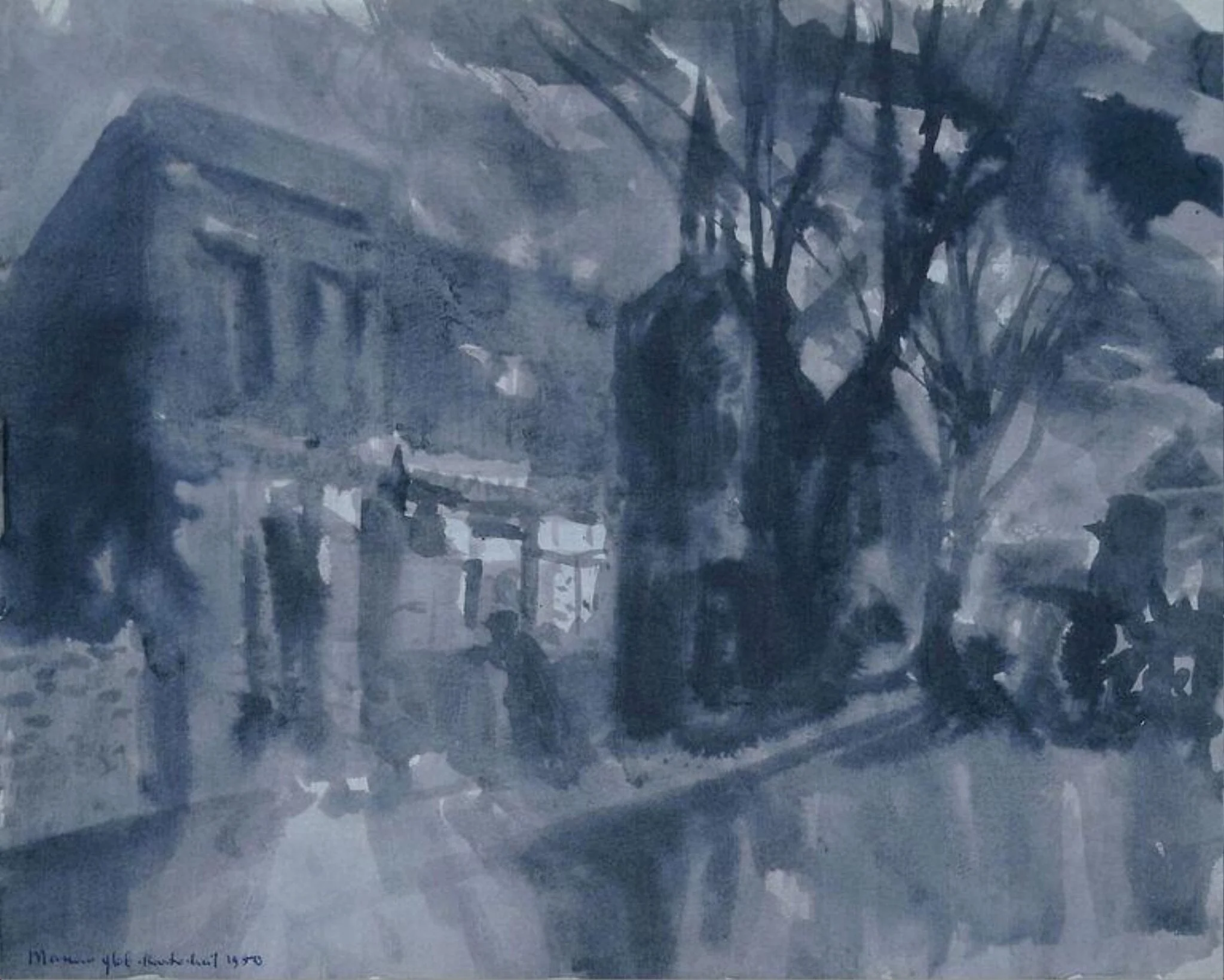 Albion Square, by Marian Kratochwil, watercolor, 1950