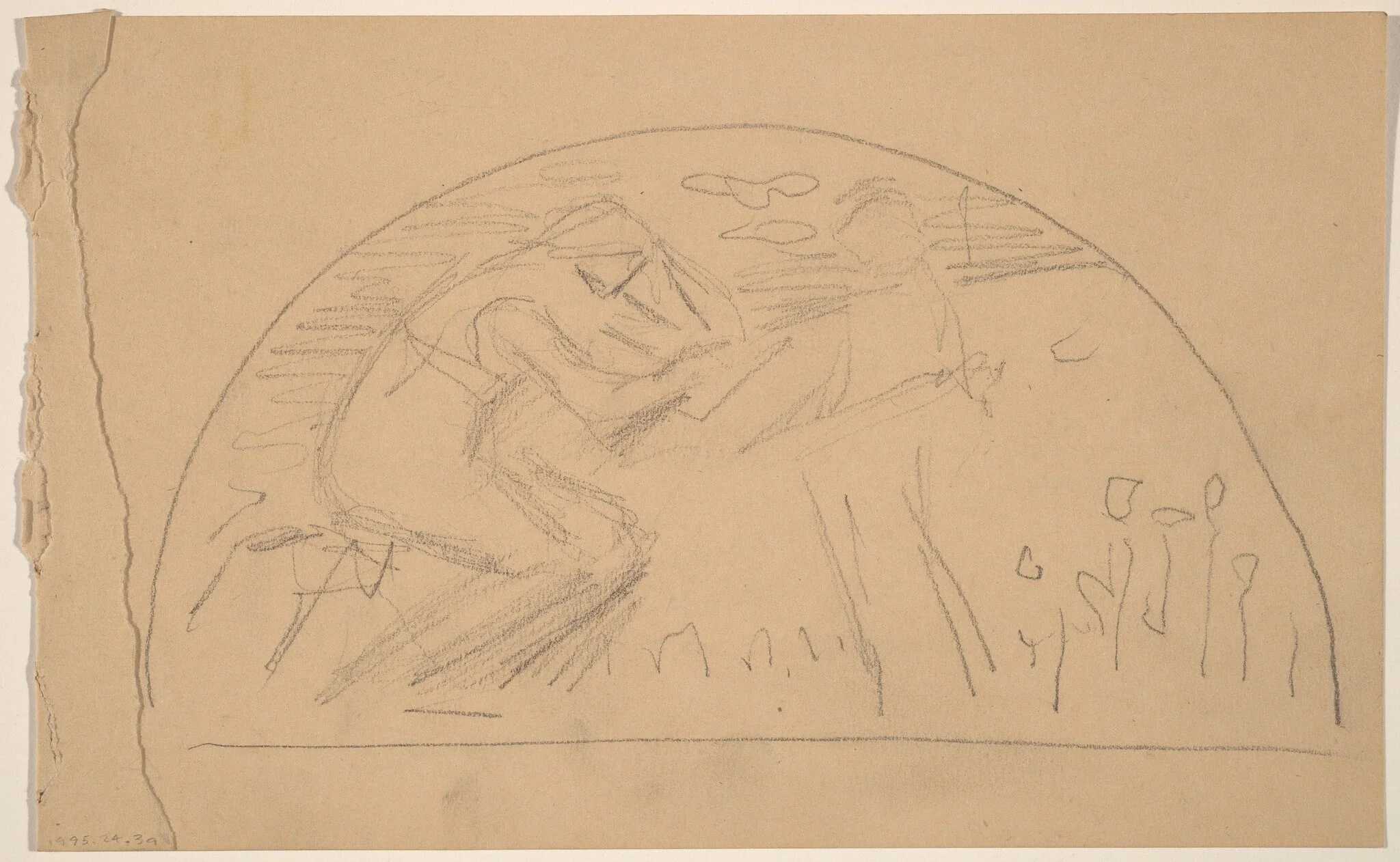 Study for a Lunette [recto], by Charles Sprague Pearce, graphite, 1894