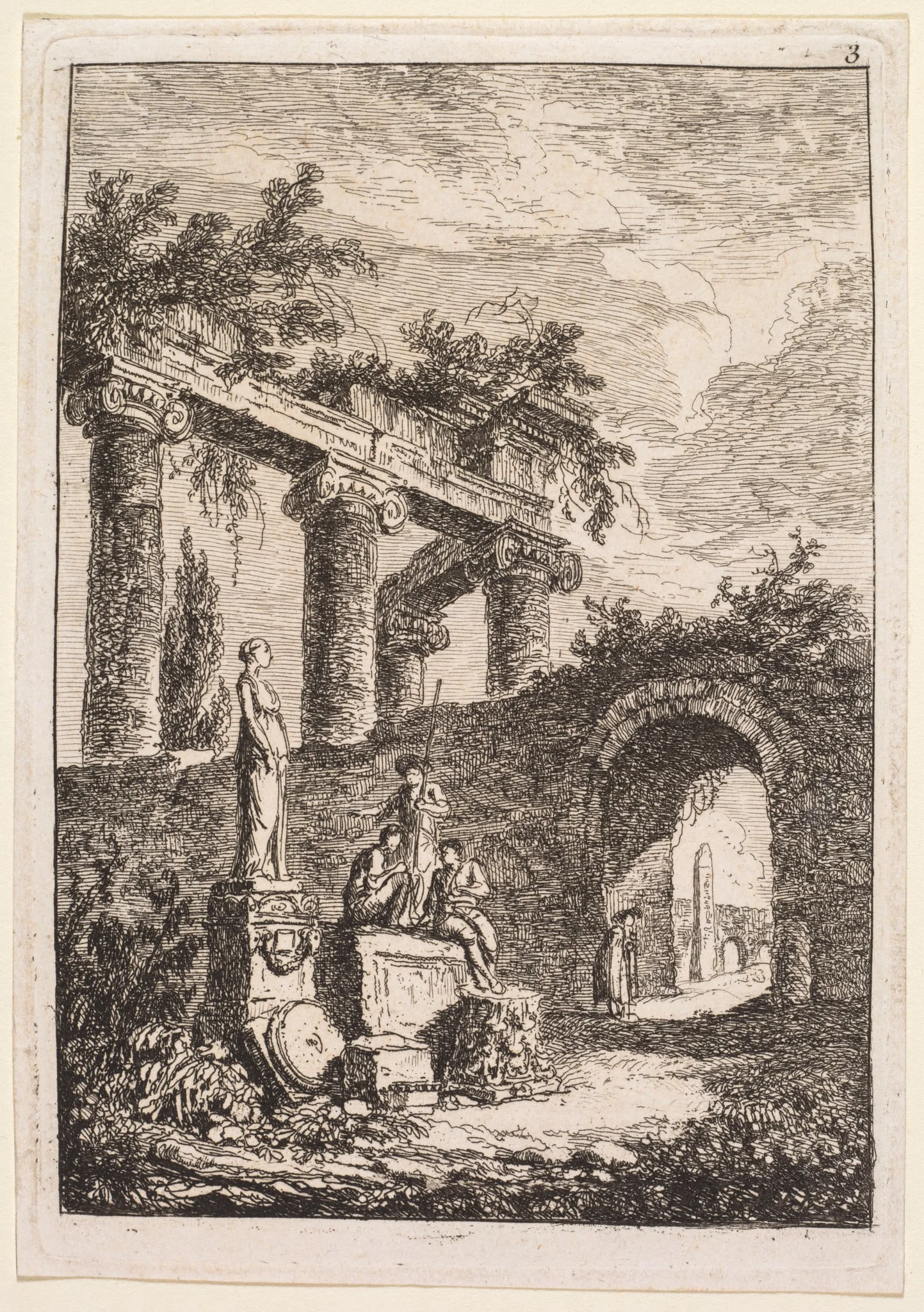 The Statue in Front of Ruins, by Hubert Robert, 1764
