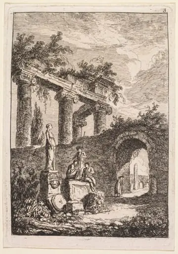 The Statue in Front of Ruins