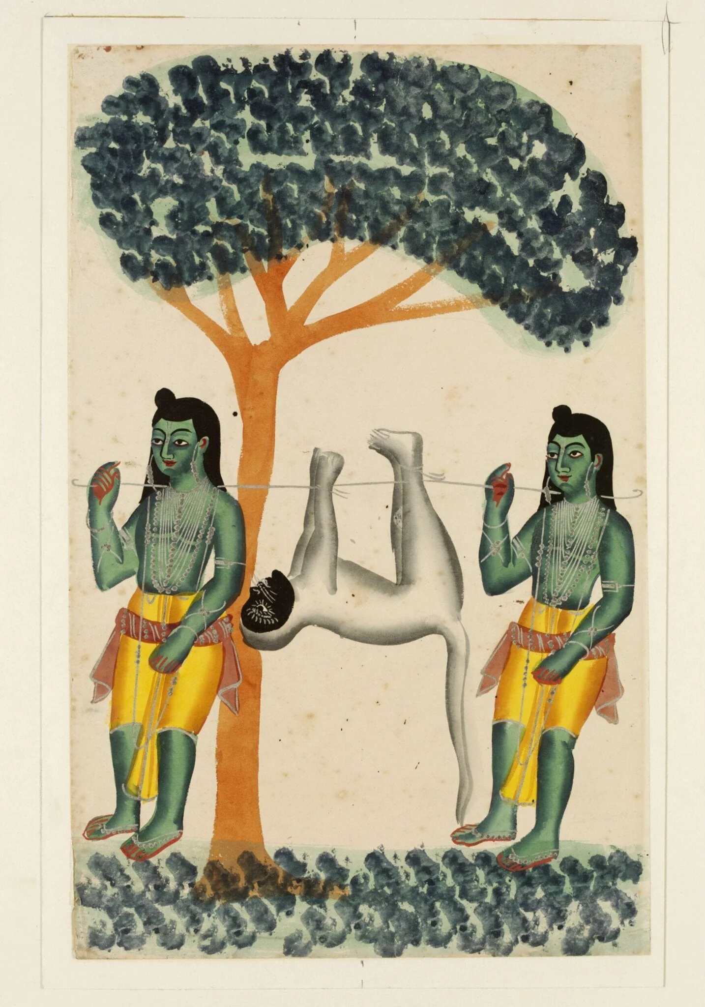 Kusha, Lava and Hanuman, by Unknown, paint, 1830