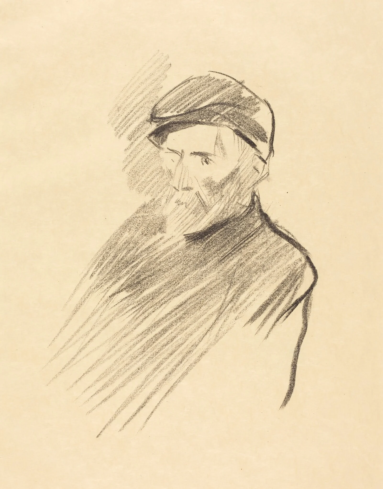 Portrait de Renoir (1ère planche) (Portrait of Renoir) (first plate), by Jean-Louis Forain, ink, 1905