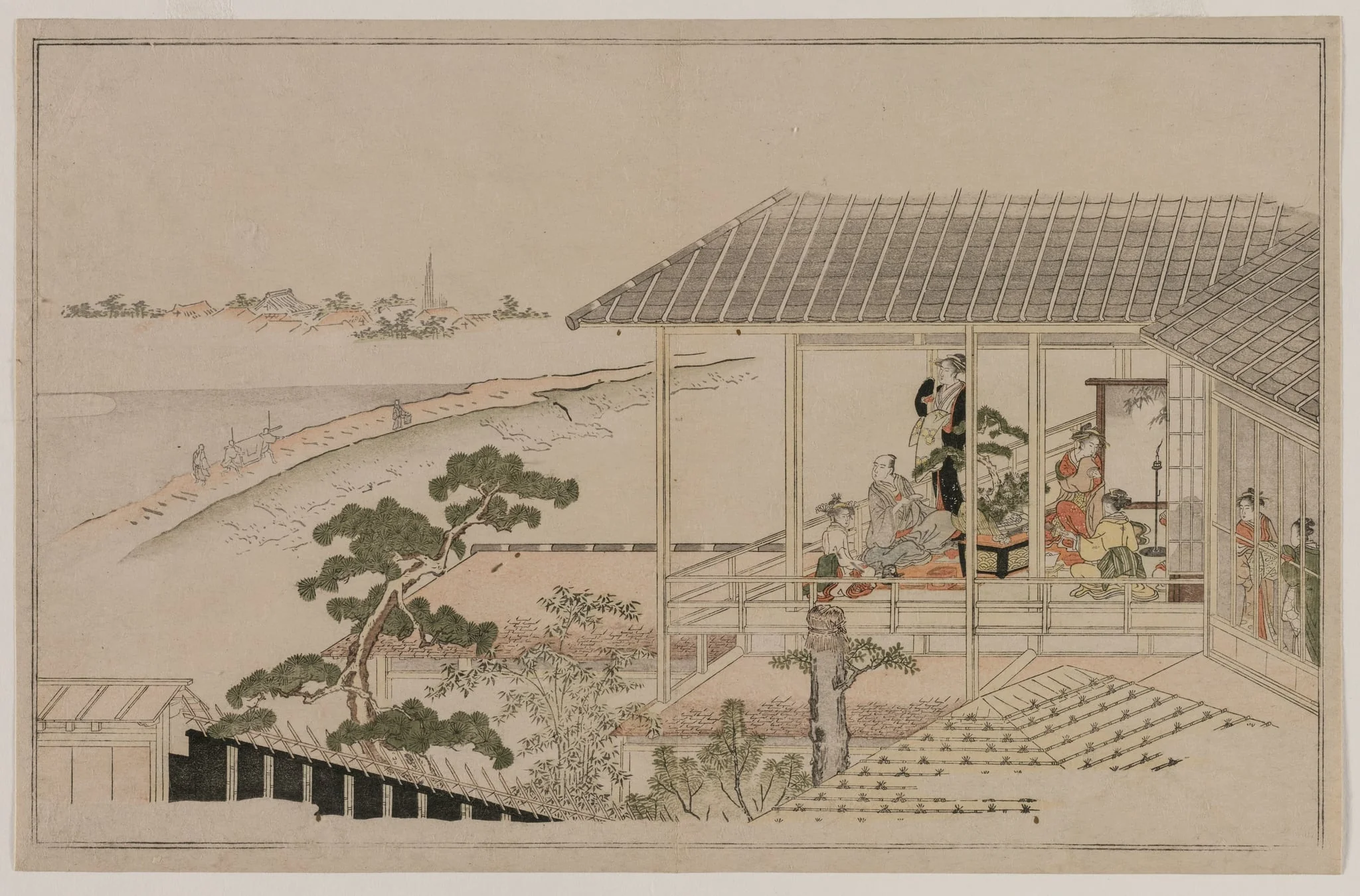 Moonrise Over the Nihon Embankment and the Yoshiwara, by Kitagawa Utamaro, 1790