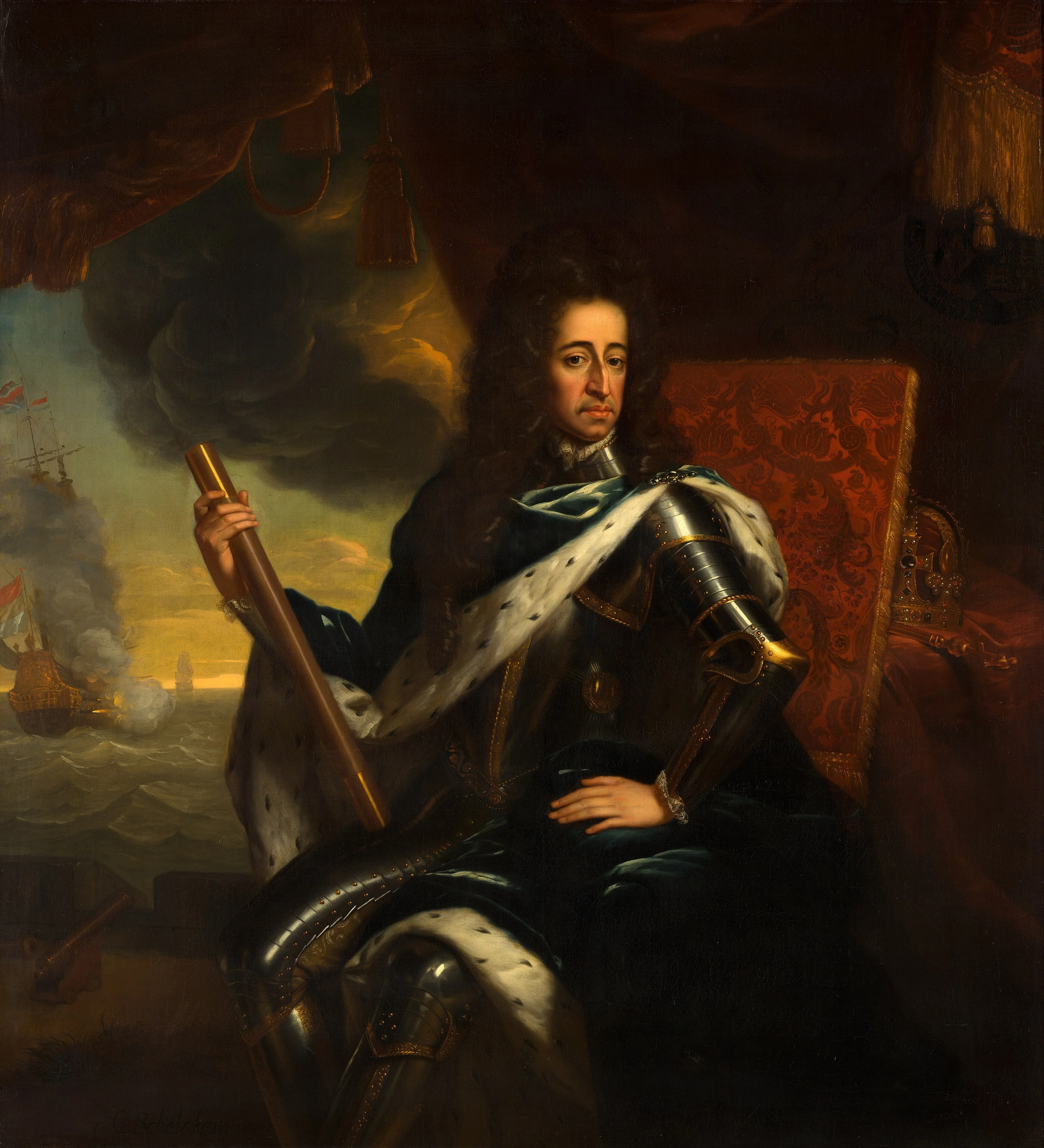 Portrait of Stadholder-King William III (1650- 1702), by Godfried Schalcken, oil, 1700