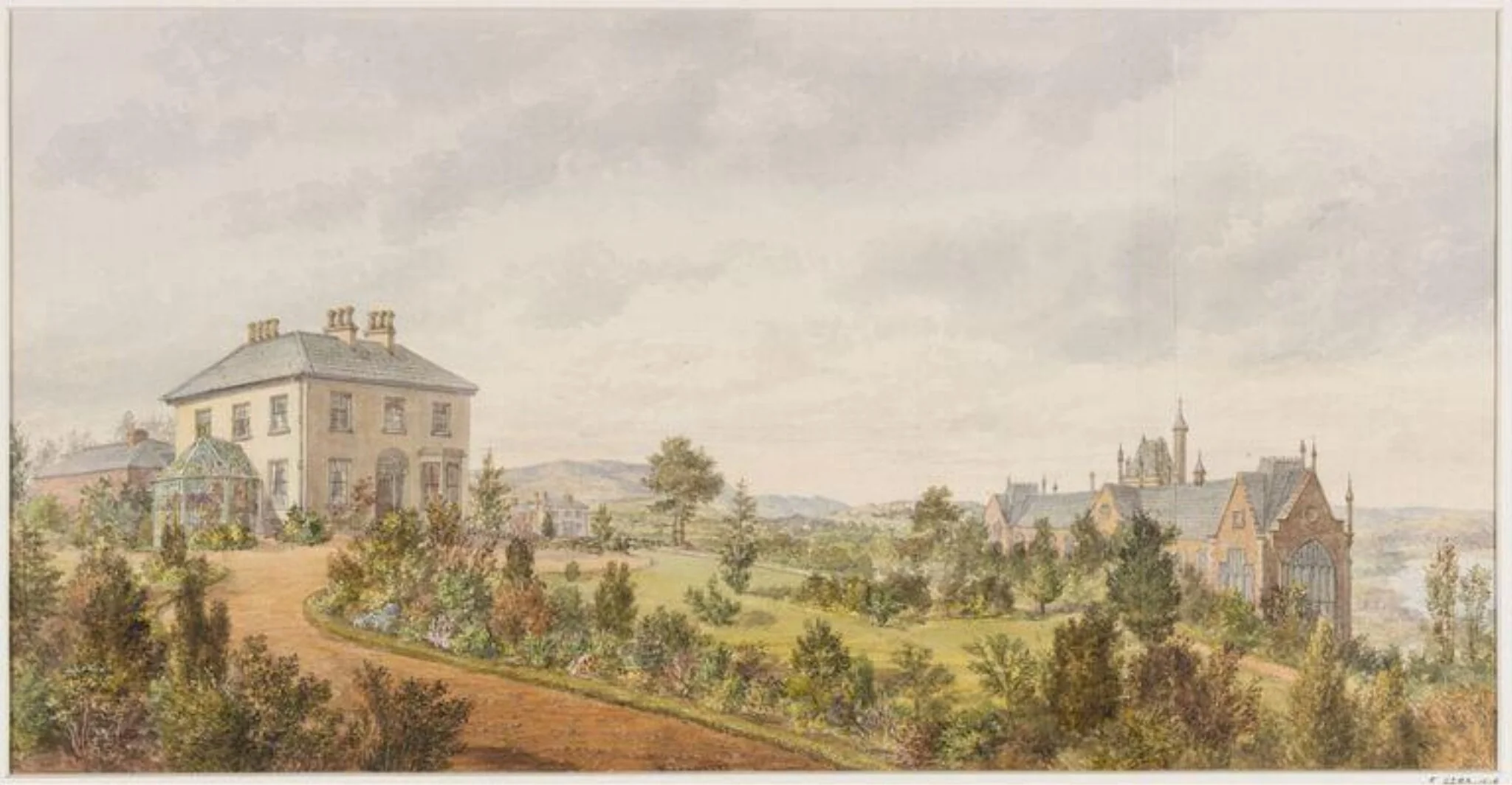 Edenmore, Londonderry, by Thomas Brittain Vacher, watercolor, 1861