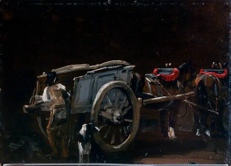 Study of a Cart and Horses with a Carter and a Dog