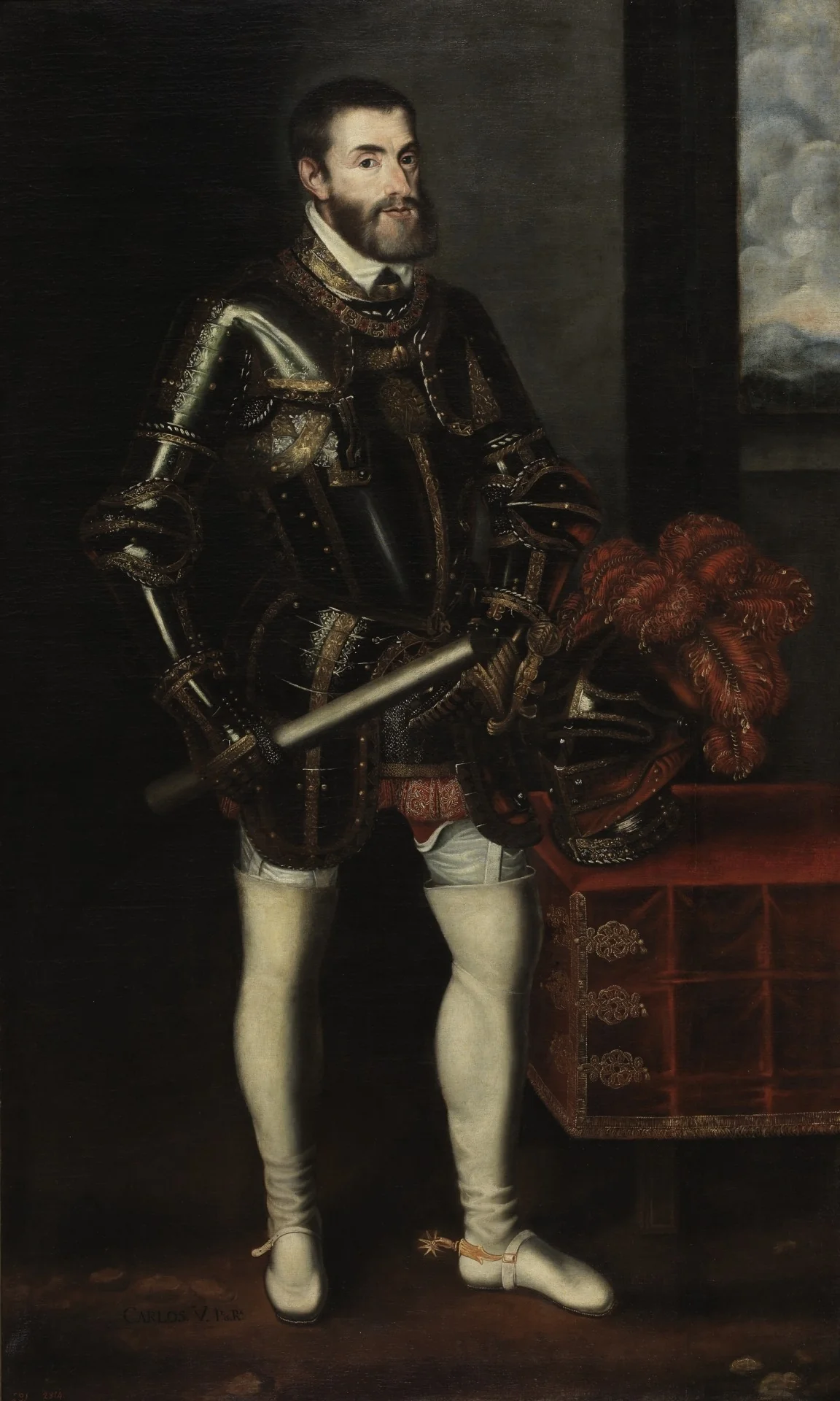 Charles V in Armour, by Unknown, oil, 1700