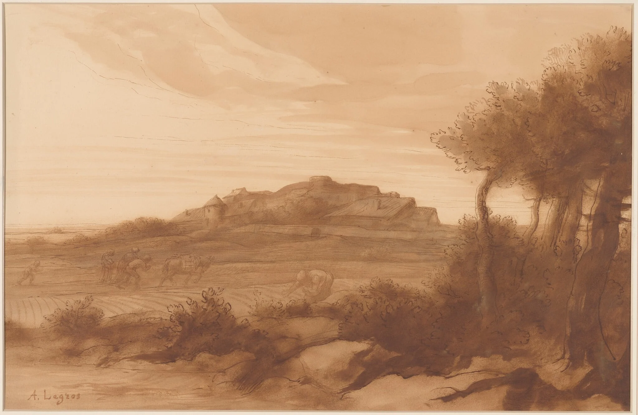 Landscape, by Alphonse Legros, ink, 1874