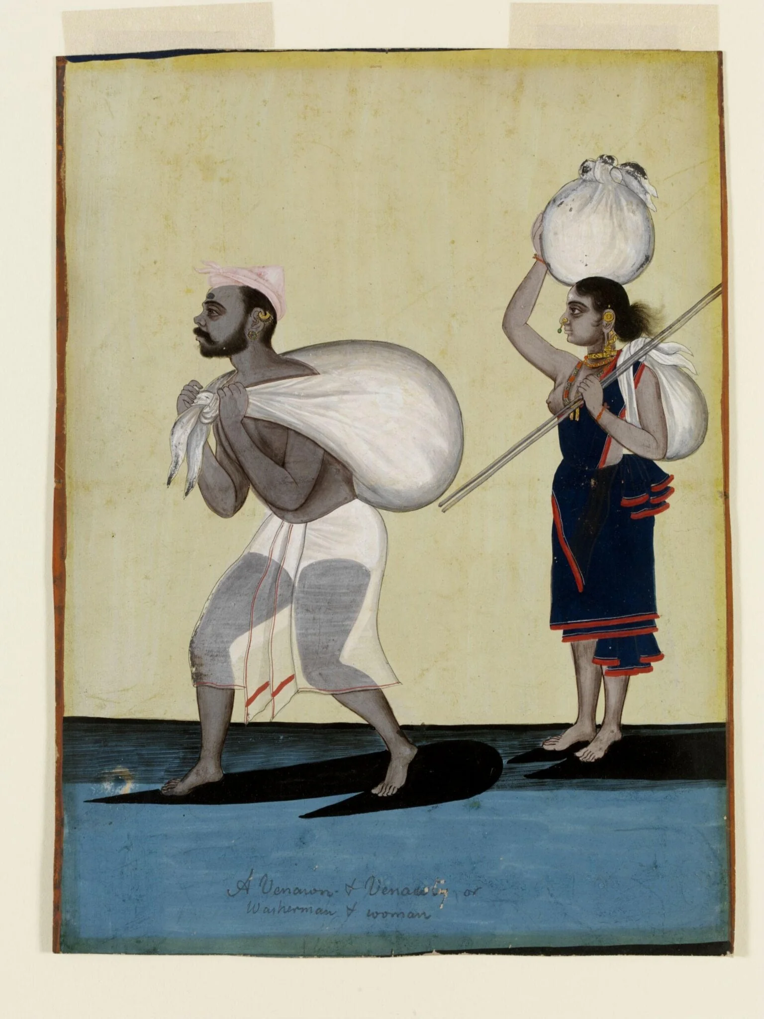 A washerman and his wife, by Unknown, paint, 1790
