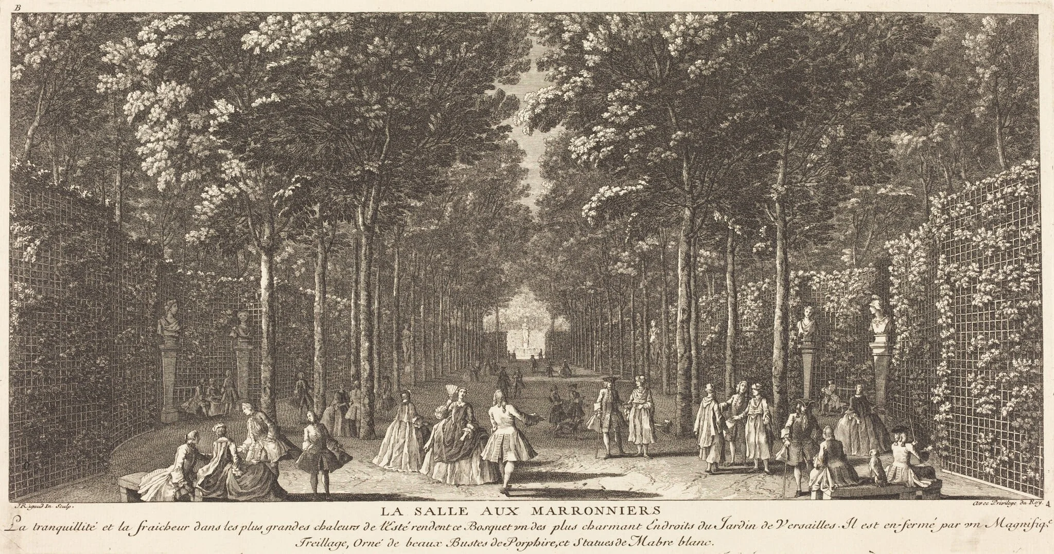 La Salle aux Marronniers, by Jean-Baptiste Rigaud, ink, 1746