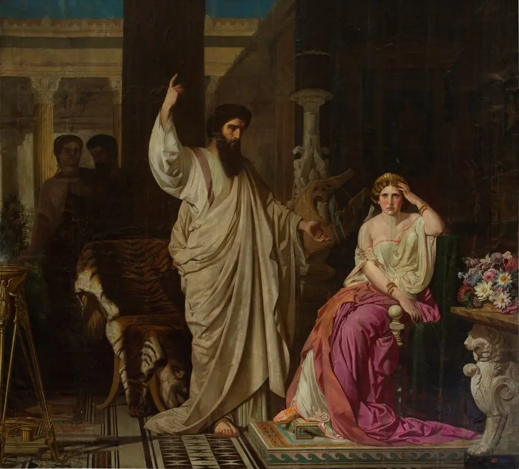 Saint Paul surprised by Nero at the moment of converting Sabina Poppaea