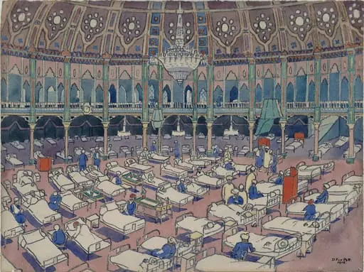 View of the Dome, Brighton Pavilion, in use as a hospital for Indian soldiers during the Great War