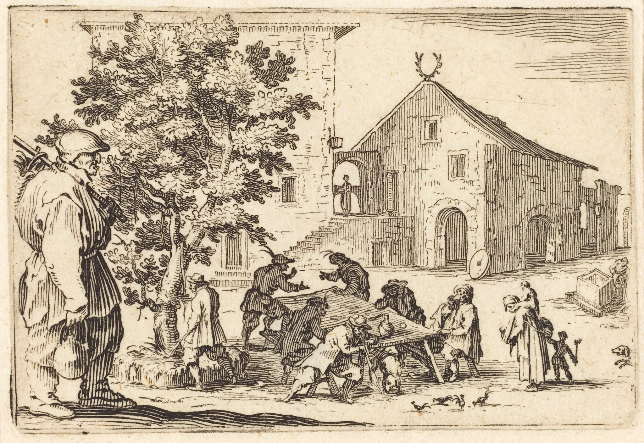 Tavern, by Jacques Callot, ink, 1622