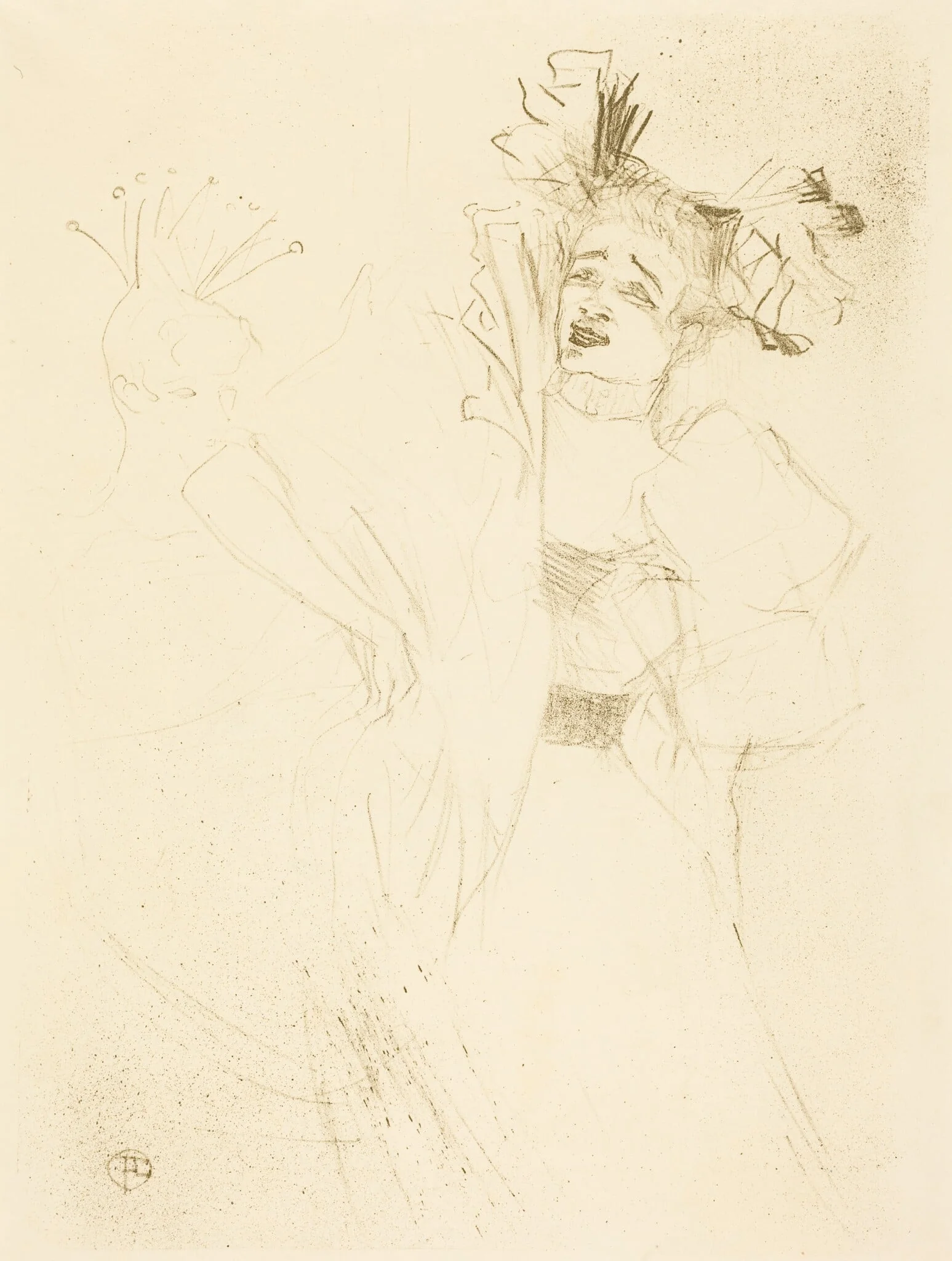 Lender Full Face in "Chilperic" (Lender de face dans "Chilpéric"), by Henri de Toulouse-Lautrec, ink, 1895
